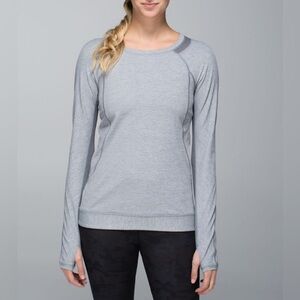 Lululemon Run For Gold Long Sleeve Heathered Slate Stripe Luxtreme Light Size 8